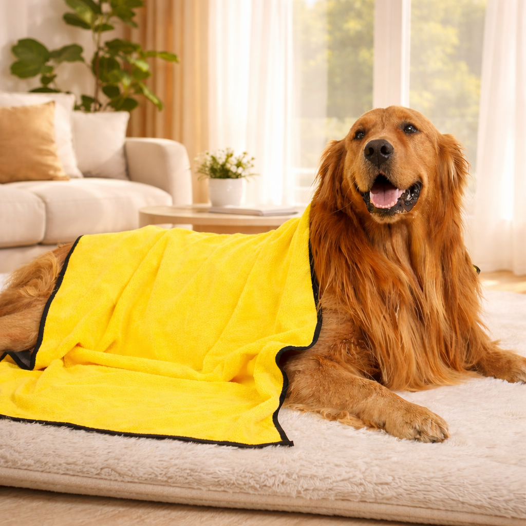 Quick drying coral fleece pet bath towel with water absorption
