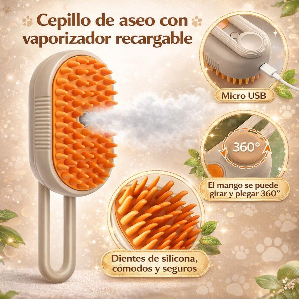 Cepillo de vapor 3 en 1 para mascota