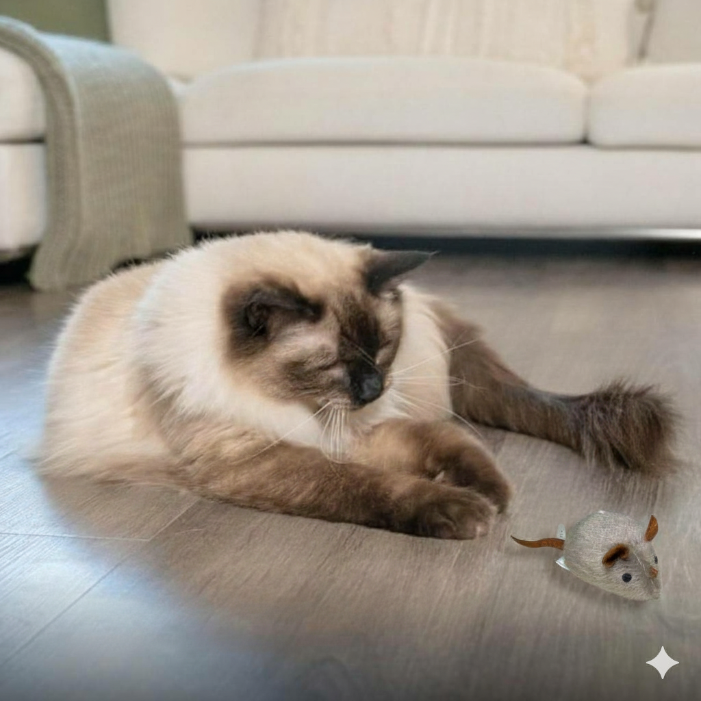 SqueakyMouse 1+1 FREE: Realistic Interactive Plush Cat Toy Squeaky Mouse